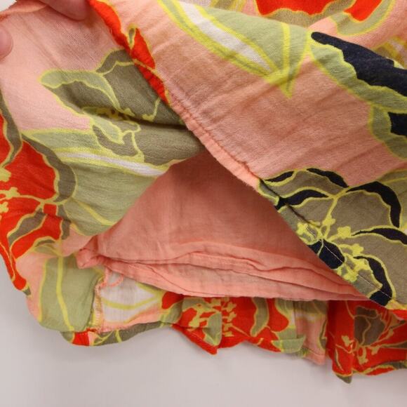 Crown & Ivy Dress Peach Floral Pattern Tassel V Neck Sundress Bell Sleeve Double - Picture 7 of 10